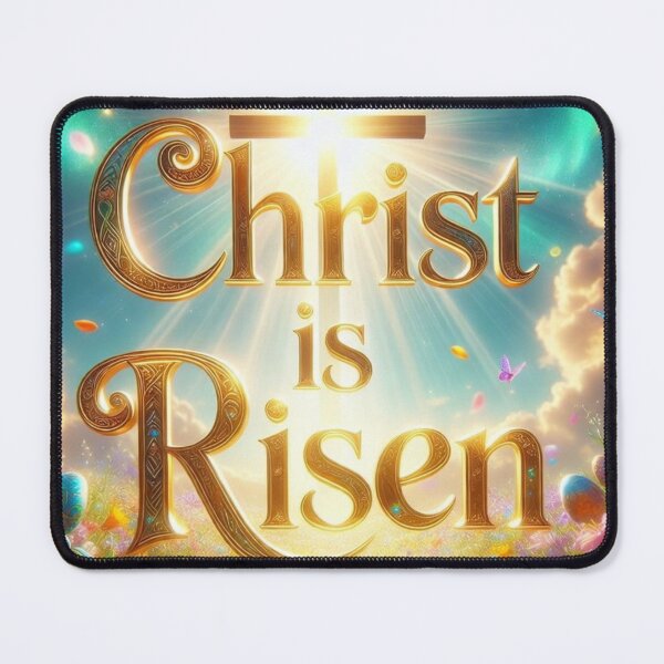 Item preview, Christ Is Risen Golden Cross – Inspirational Christian Easter Art designed and sold by PixelVibe782.