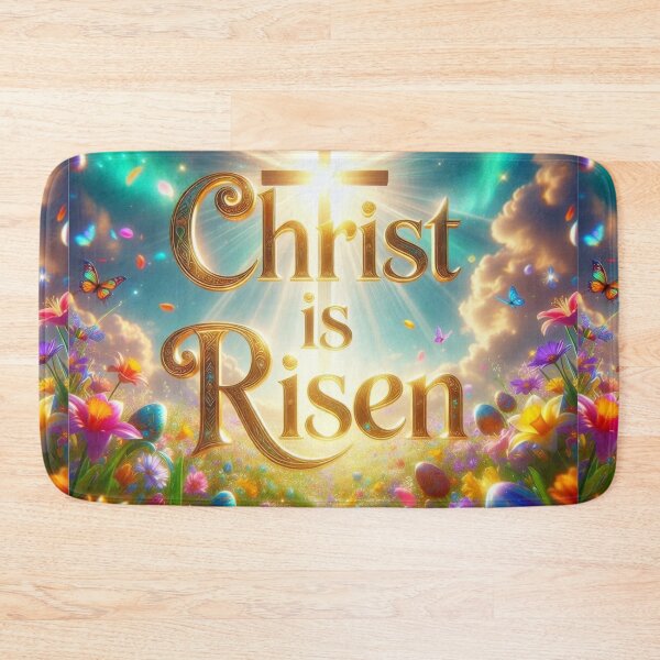 Item preview, Christ Is Risen Golden Cross – Inspirational Christian Easter Art designed and sold by PixelVibe782.
