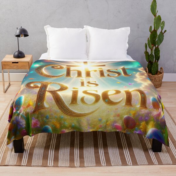Item preview, Christ Is Risen Golden Cross – Inspirational Christian Easter Art designed and sold by PixelVibe782.