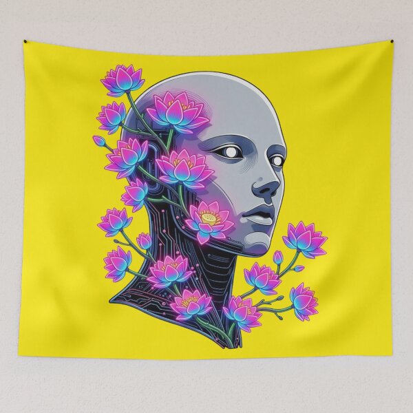 Item preview, Cyber Lotus Harmony - Digital Consciousness Android Art designed and sold by ChaosModeArt.