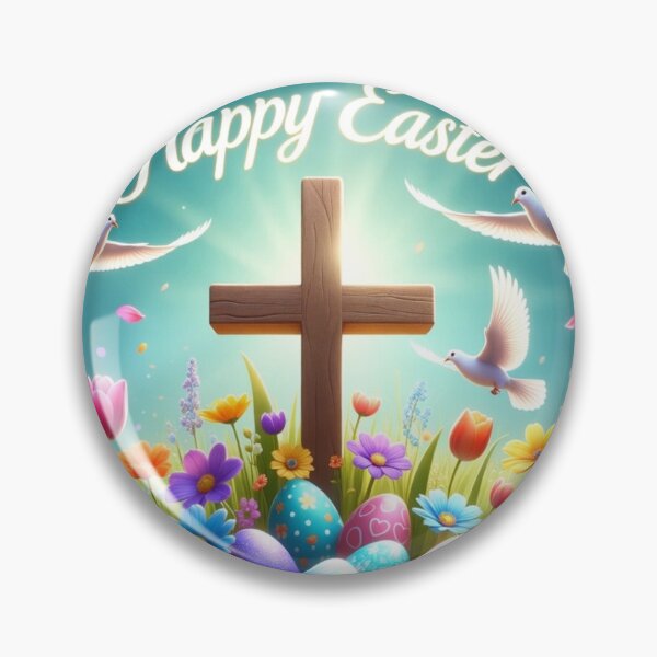 Item preview, Happy Easter Cross & Doves – Joyful Christian Easter Art designed and sold by PixelVibe782.