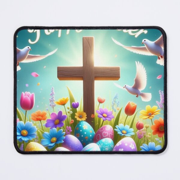 Item preview, Happy Easter Cross & Doves – Joyful Christian Easter Art designed and sold by PixelVibe782.
