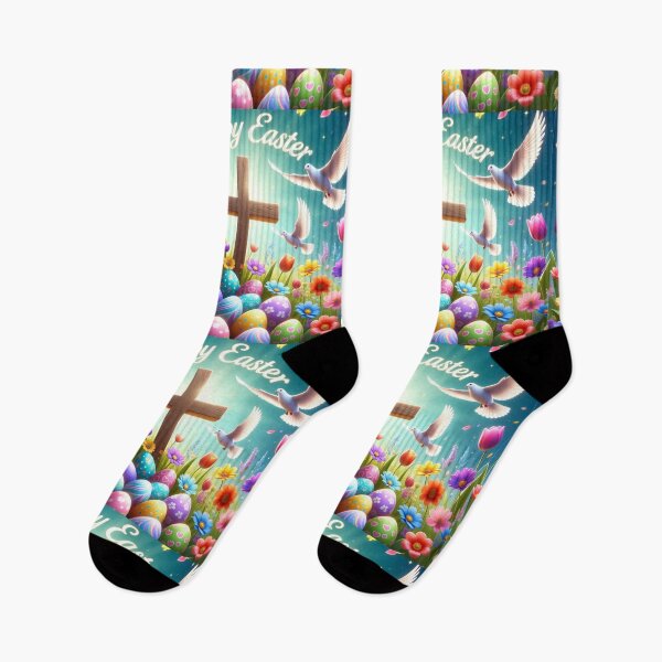 Item preview, Happy Easter Cross & Doves – Joyful Christian Easter Art designed and sold by PixelVibe782.