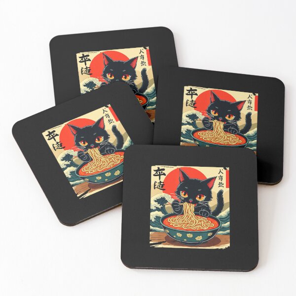 Item preview, Cat Eating Ramen Japanese Style Illustration designed and sold by titanlevi.