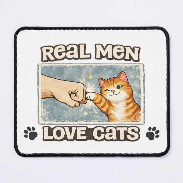 Item preview, Real Men Love Cats Funny Cat Dad Cat Lover Design designed and sold by CatPrintCo.