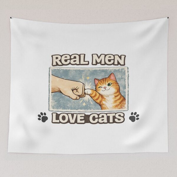 Item preview, Real Men Love Cats Funny Cat Dad Cat Lover Design designed and sold by CatPrintCo.