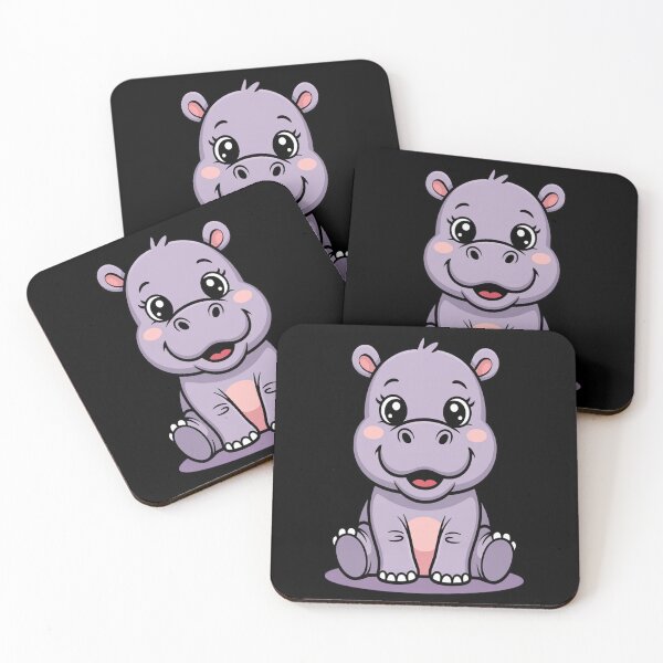 Item preview, Cute Baby Hippo Kawaii Cartoon – Adorable Hippo Mascot Illustration designed and sold by ShellyMcCarthy.