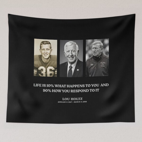 Item preview, Lou Holtz Notre Dame Legend, Play Like A Champion, Lou Holtz ND RIP Notre Legend, Lou Holtz Tribute 1937-2026, Legendary Football Coach Memorial, South Bend Football Legend Legacy, Lou Holtz RIP 2 designed and sold by HyphThonia.