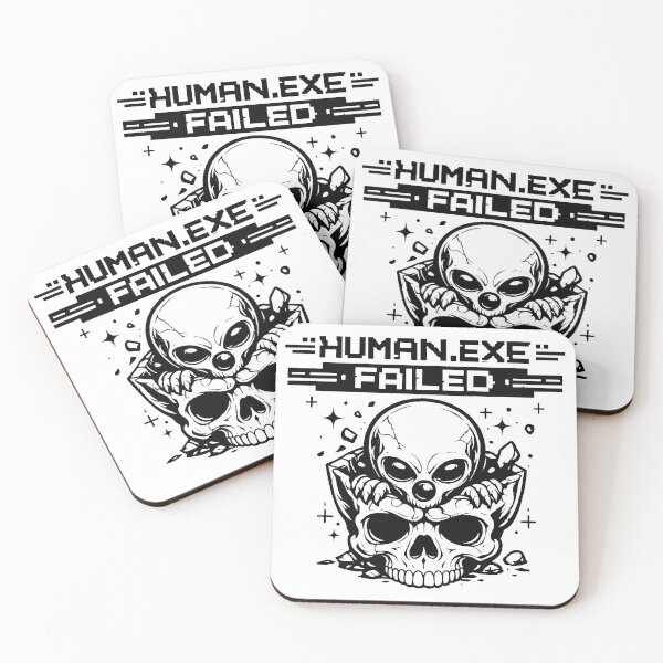 Item preview, Human.exe Failed – Dark Tech Skull Glitch Humor Design designed and sold by Ramkumar2025.