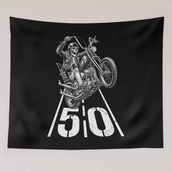 Item preview, 50th Birthday Motorcycle Funny Biker Skeleton 50 Speed Limit designed and sold by GrandeDuc.