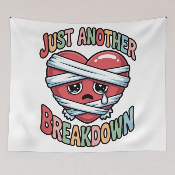 Item preview, Just Another Breakdown – Sad Cartoon Heart Retro Humor T-Shirt Design designed and sold by NewUSShop.