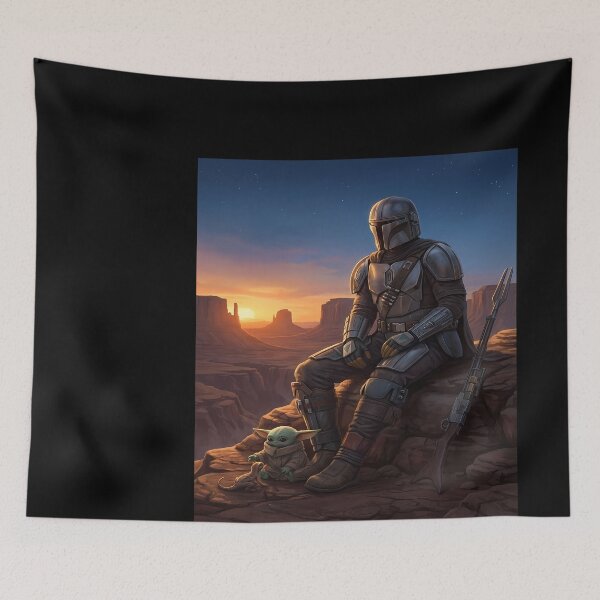 Item preview, The Mandalorian and Grogu on Desert Planet designed and sold by mdiem17.
