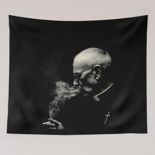 Item preview, Vintage Priest Smoking Cigarette Portrait designed and sold by k3rstman1.