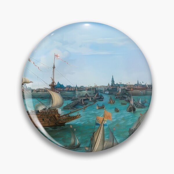 Item preview, Dutch Golden Age Naval Fleet Painting Historic Harbor designed and sold by TheSoulOfArt.