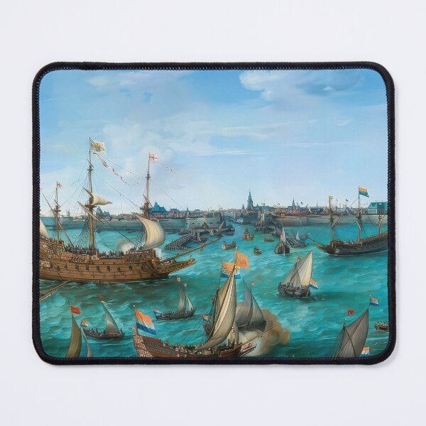 Item preview, Dutch Golden Age Naval Fleet Painting Historic Harbor designed and sold by TheSoulOfArt.