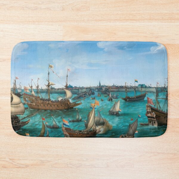 Item preview, Dutch Golden Age Naval Fleet Painting Historic Harbor designed and sold by TheSoulOfArt.