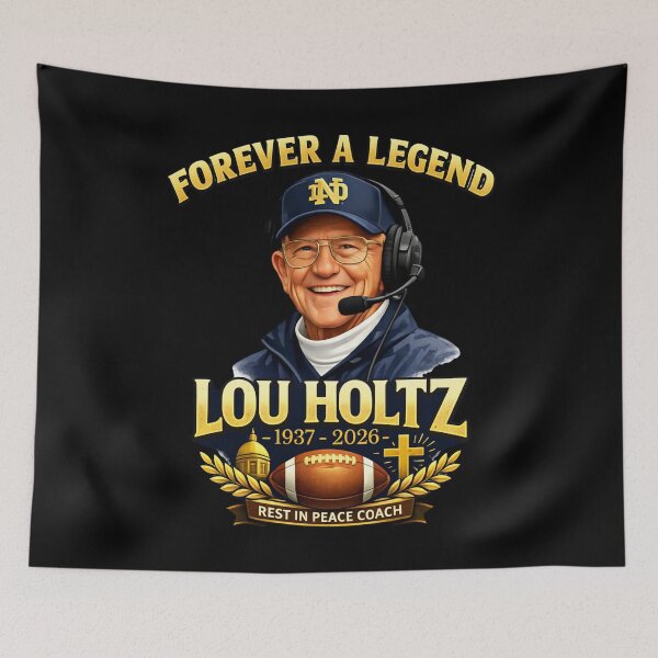 Item preview,  Lou Holtz Notre Dame Legend, Play Like A Champion, Lou Holtz ND RIP Notre Legend, Lou Holtz Tribute 1937-2026, Legendary Football Coach Memorial, South Bend Football Legend Legacy, Lou Holtz RIP 2 designed and sold by HyphThonia.
