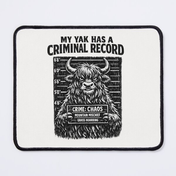 Item preview, Funny Yak Mugshot – Criminal Record Mountain Humor designed and sold by Pawsome Quotes.