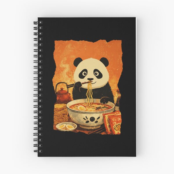 Item preview, Panda Eating Noodles Japanese Style Illustration designed and sold by JEFDodsonArt.