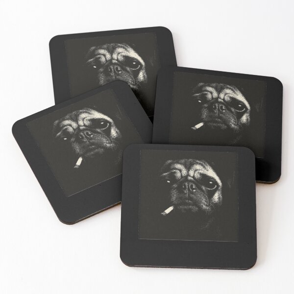 Item preview, Pug Smoking Cigarette Low Key Monochrome Dog designed and sold by k3rstman1.