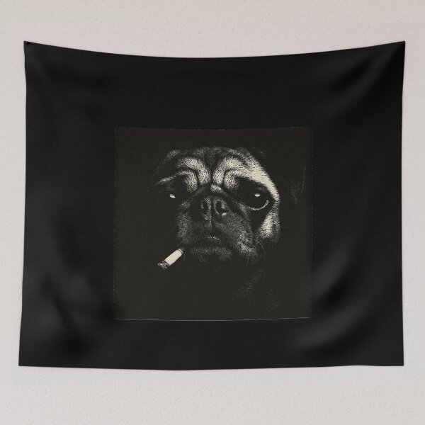 Item preview, Pug Smoking Cigarette Low Key Monochrome Dog designed and sold by k3rstman1.