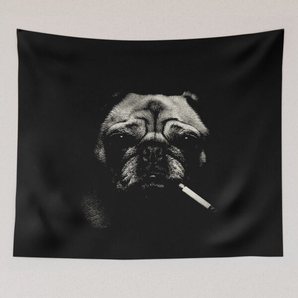 Item preview, Pug Face Smoking Cigarette Dark Low Key designed and sold by k3rstman1.