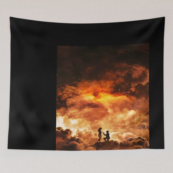 Item preview, Silhouette Proposal Amidst Fiery Clouds designed and sold by mdiem17.
