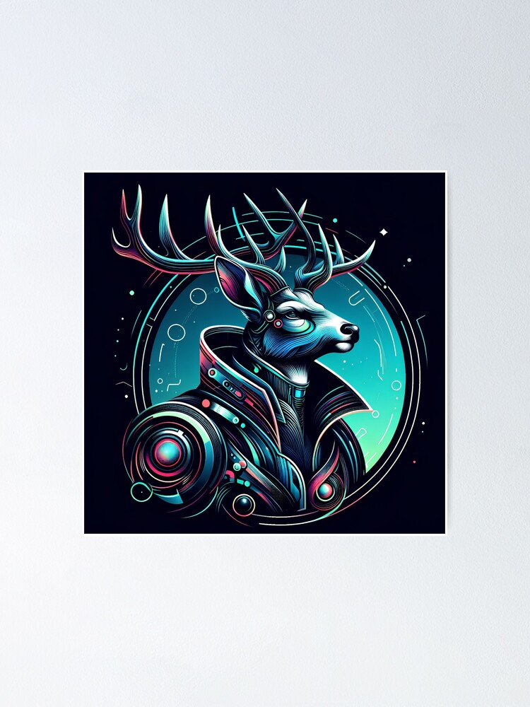 Thumbnail 1 of 3, Poster, Great bionic deer designed and sold by Artillenium.