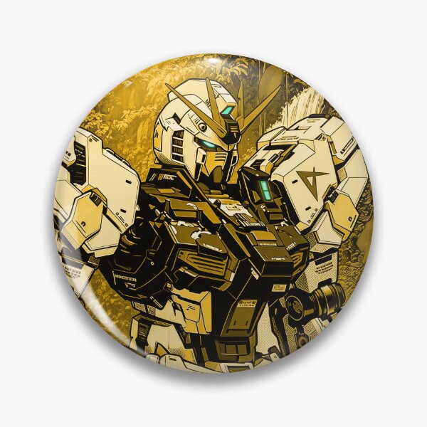 Item preview, gold RX-93 ν Gundam digital imaging vector illustration close up  designed and sold by sabartgunpla.