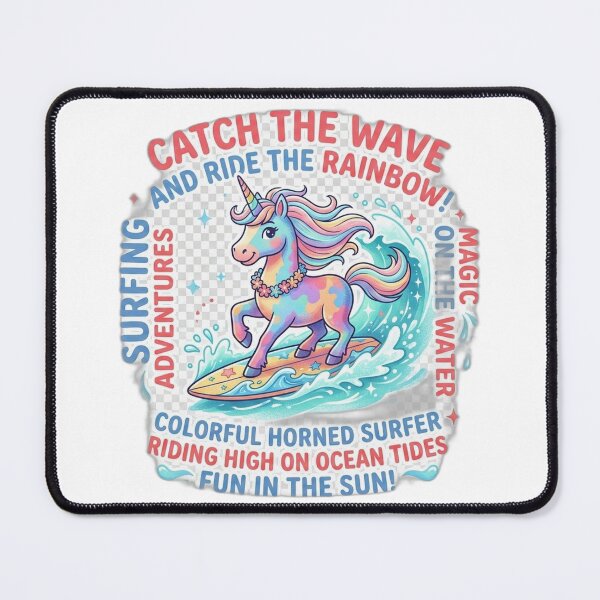 Item preview, Catch The Wave Colorful Unicorn Surfing Rainbow Aesthetic designed and sold by TailTraceDesign.