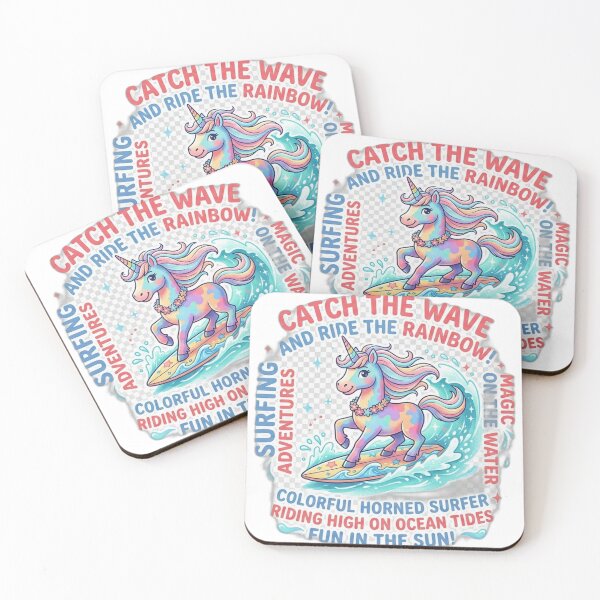 Item preview, Catch The Wave Colorful Unicorn Surfing Rainbow Aesthetic designed and sold by TailTraceDesign.