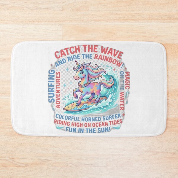 Item preview, Catch The Wave Colorful Unicorn Surfing Rainbow Aesthetic designed and sold by TailTraceDesign.