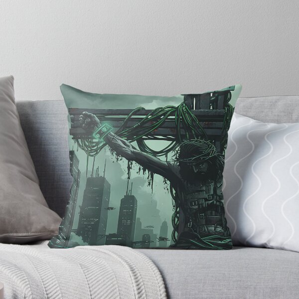 Item preview, Cyberpunk Crucifixion in Futuristic Cityscape designed and sold by MASONa03.