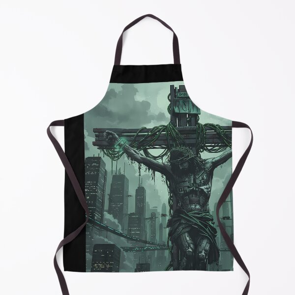 Item preview, Cyberpunk Crucifixion in Futuristic Cityscape designed and sold by MASONa03.