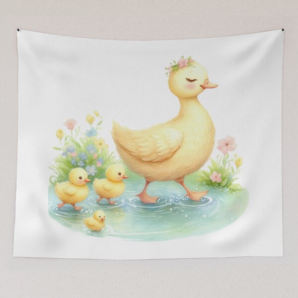 Item preview, Adorable Mother Duck and Ducklings Watercolor designed and sold by KrisGraphic45.