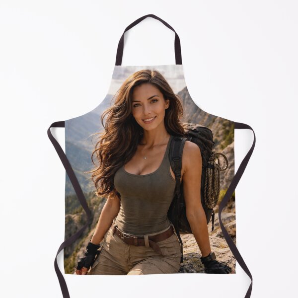 Item preview, Beautiful Brown-Haired Woman Reaching a Mountain Summit After Climb designed and sold by Pond21.