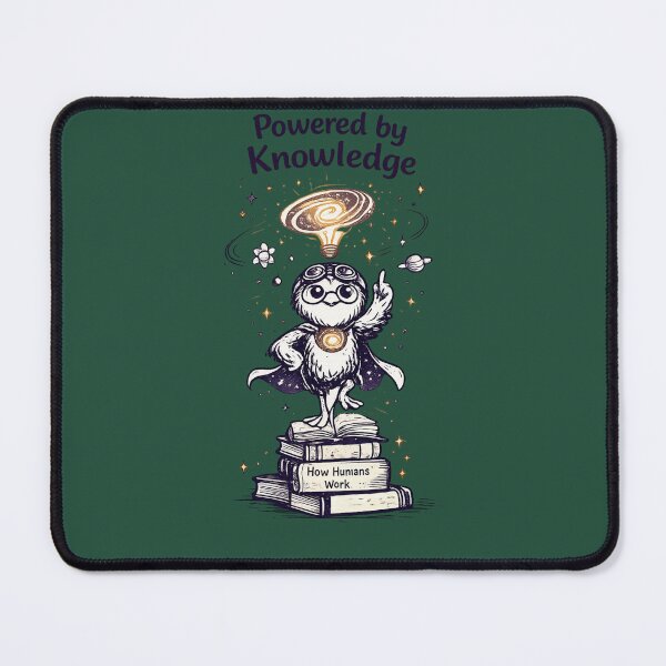 Item preview, Powered by Knowledge | Funny Smart Bird Book Lover designed and sold by InnerwayStudio.