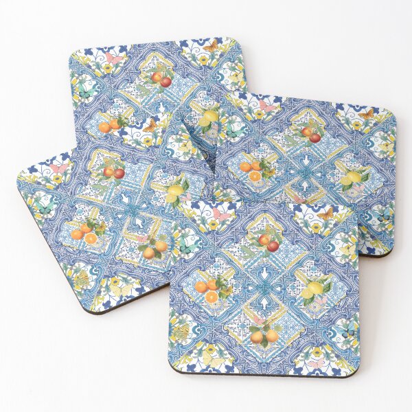 Item preview, Mediterranean Blue Tiles & Italian oranges, lemons and Citrus fruit – Amalfi Summer Vibes designed and sold by Bloomery Decor.