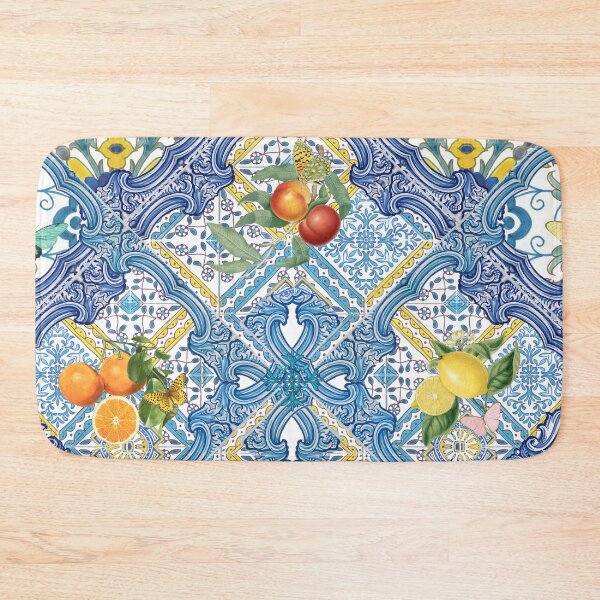Item preview, Mediterranean Blue Tiles & Italian oranges, lemons and Citrus fruit – Amalfi Summer Vibes designed and sold by Bloomery Decor.