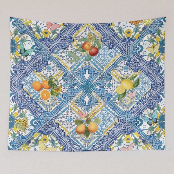 Item preview, Mediterranean Blue Tiles & Italian oranges, lemons and Citrus fruit – Amalfi Summer Vibes designed and sold by Bloomery Decor.
