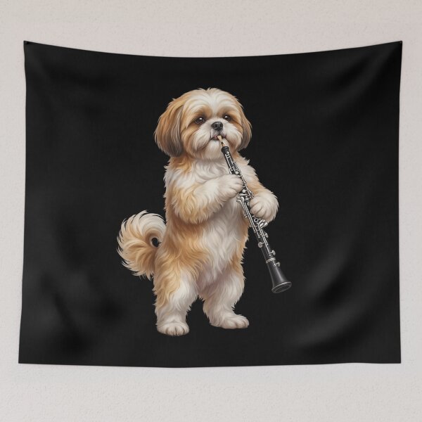 Item preview, Shih Tzu Playing Oboe Player Oboist Dog Lover designed and sold by DoodleTortle.