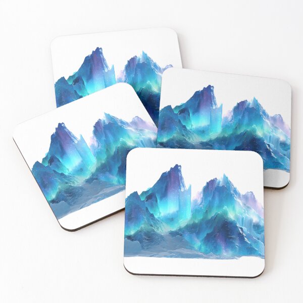 Item preview, Majestic Glowing Blue Iceberg Mountain with Aurora Borealis Colors Isolated designed and sold by Niageadon.