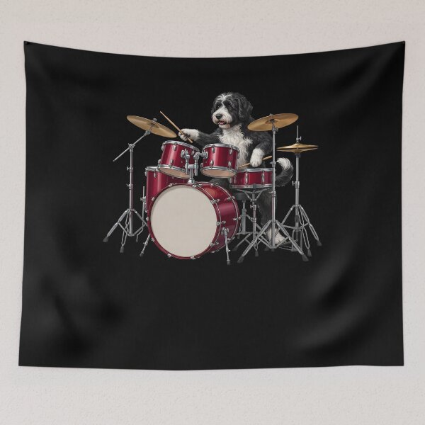 Item preview, Portuguese Water Dog Playing Drum Kit Drummer Dog Lover designed and sold by TerryConnells.