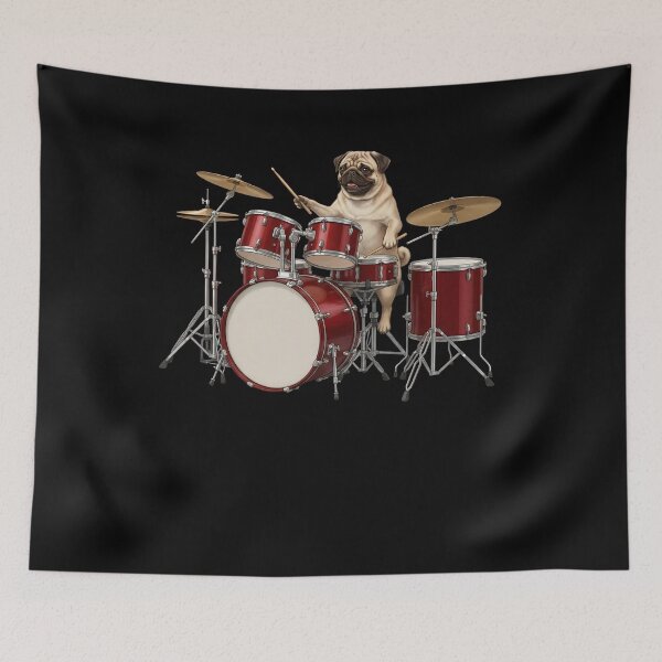 Item preview, Pug Playing Drum Kit Drummer Dog Lover designed and sold by TerryConnells.