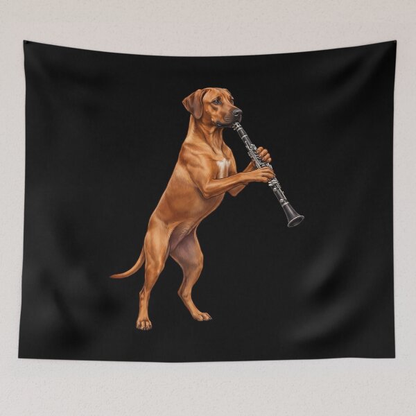 Item preview, Rhodesian Ridgeback Playing Clarinet Player Clarinetist Dog Lover designed and sold by TerryConnells.