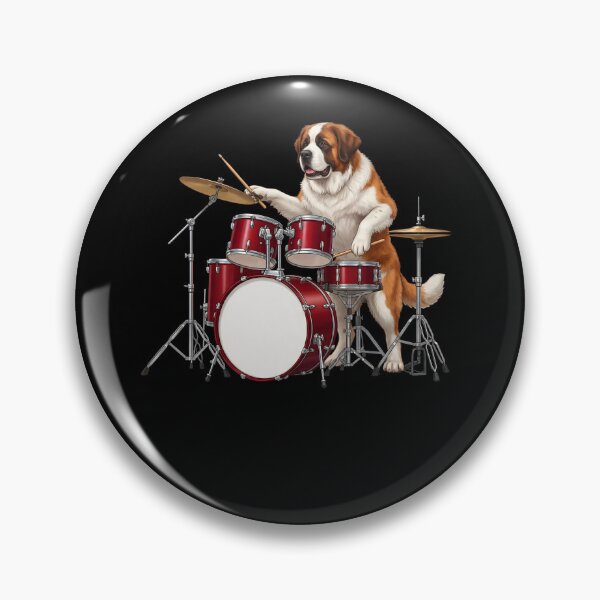 Item preview, Saint Bernard Playing Drum Kit Drummer Dog Lover designed and sold by TerryConnells.