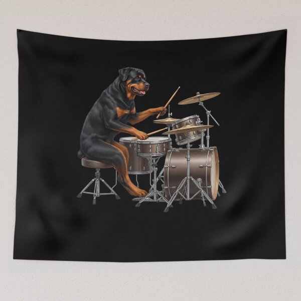 Item preview, Rottweiler Playing Drum Kit Drummer Dog Lover designed and sold by TerryConnells.