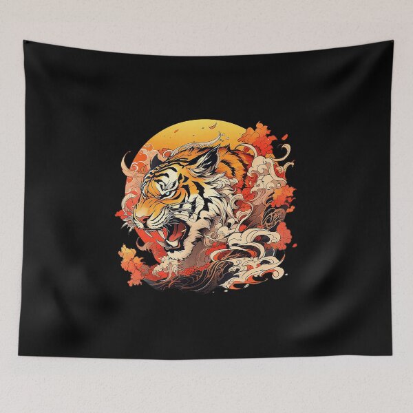Item preview, Roaring Tiger Japanese Style Vintage Illustration designed and sold by titanlevi.