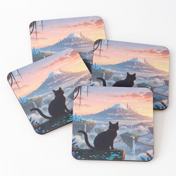 Item preview, Black Cat Overlooking Fantasy Cityscape designed and sold by MASONa03.