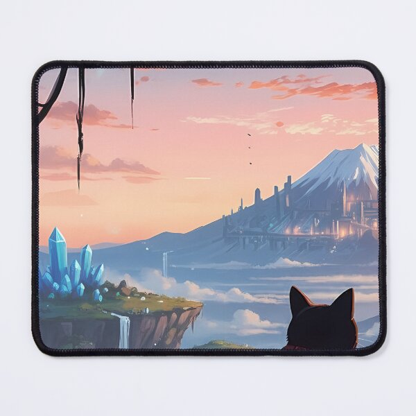 Item preview, Black Cat Overlooking Fantasy Cityscape designed and sold by MASONa03.